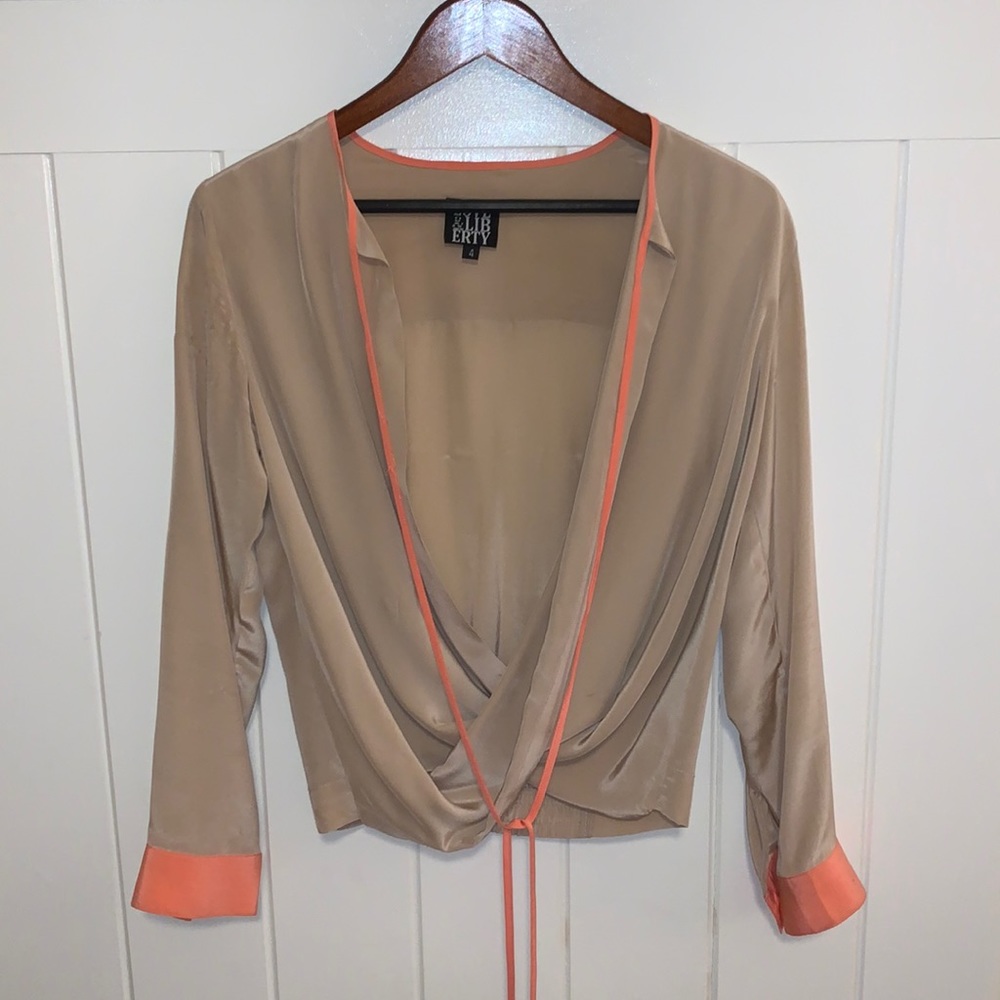 Tan Front Tie Blouse
